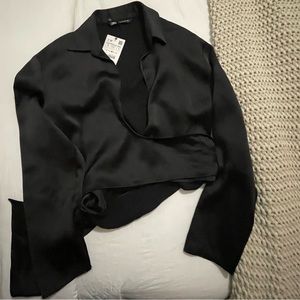 Zara Satin Effect Tied Top